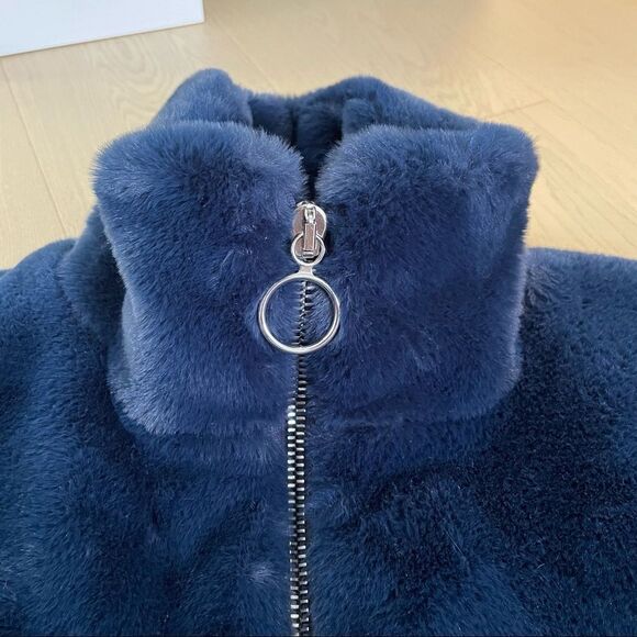 Priory Greatcoat in Faux Fur Navy - Picture 4 of 6